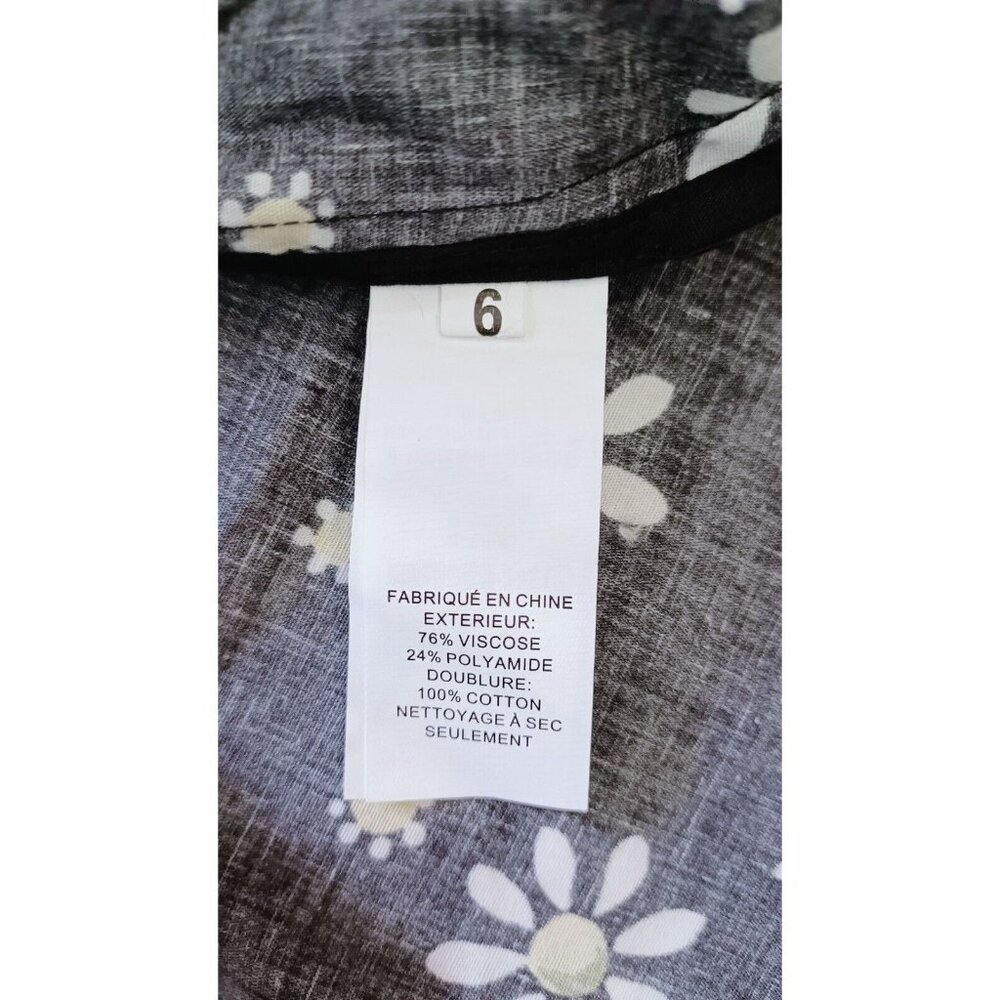NWOT Daisy Print Dress Size 6 Floral Print Short Sleeve Mini Dress Black - Picture 6 of 7
